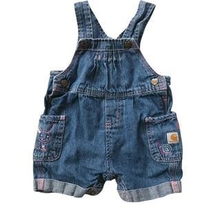 Carhartt Shorts Overalls Cute Embroidered Animals Sz 12 Mo